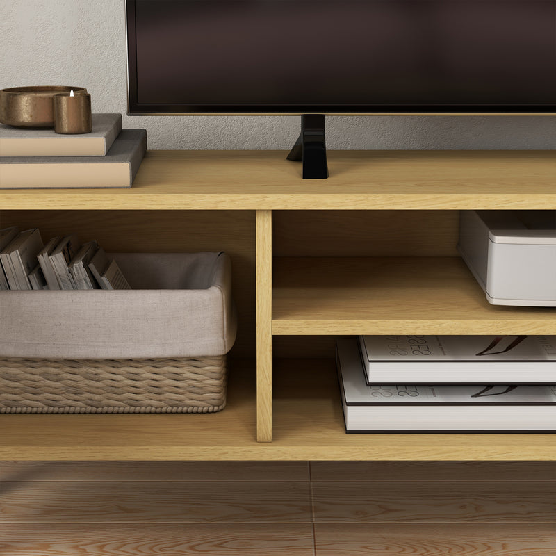 HOMCOM TV Unit Cabinet For TVs Up To 65 Inch TV Stand With Shelves, Oak