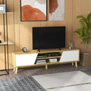 HOMCOM TV Unit Cabinet For TVs Up To 65 Inch TV Stand With Shelves, Oak