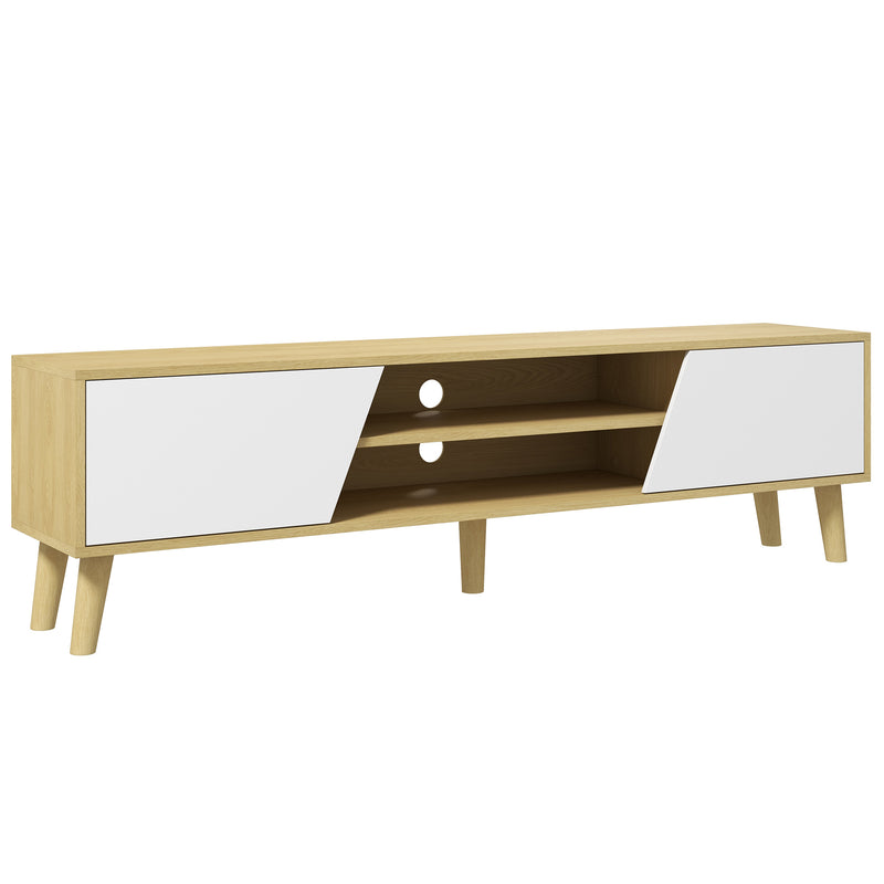 HOMCOM TV Unit Cabinet For TVs Up To 65 Inch TV Stand With Shelves, Oak