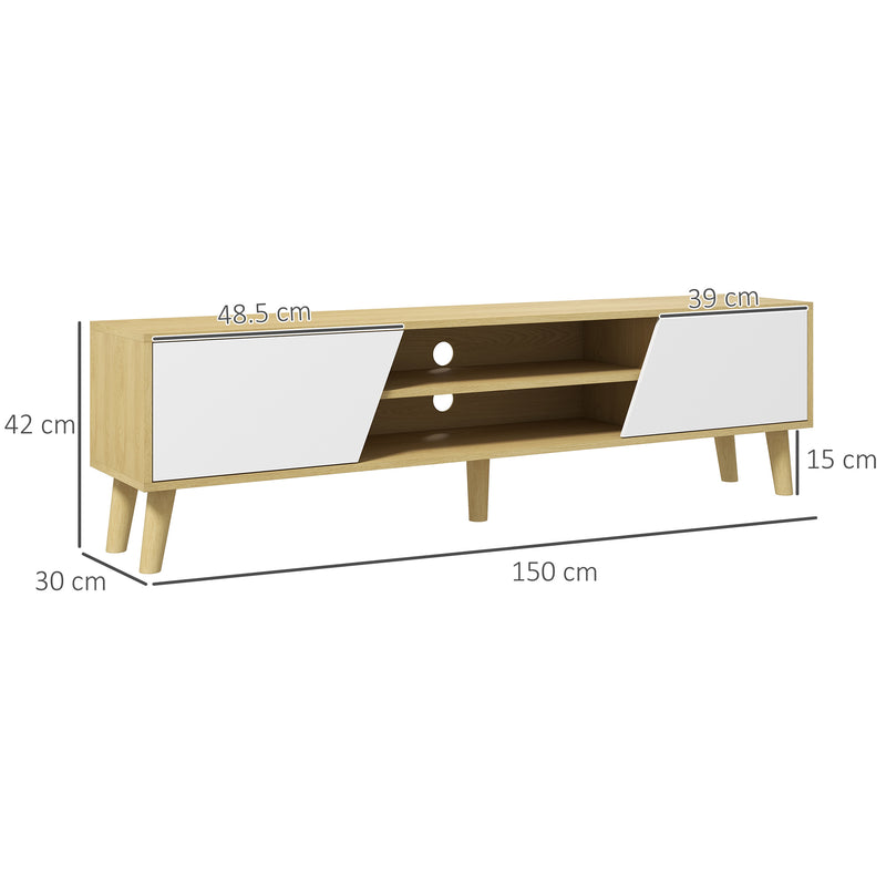 HOMCOM TV Unit Cabinet For TVs Up To 65 Inch TV Stand With Shelves, Oak