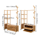 Livingandhome 101cm Multi-functional Wooden Coat Rack with Storage Drawers