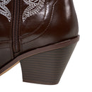 Embroidered Pointed Toe Cowboy Ankle Boots with Block Heel
