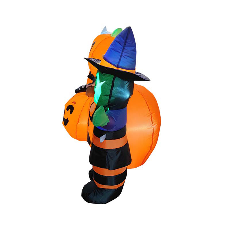 Lifeideas 8ft Halloween Inflatable Pumpkin Outdoor Decoration with Witch & Ghost