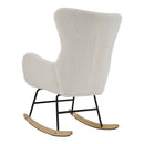 Livingandhome Comfy White Sherpa Rocking Chair with Armrests