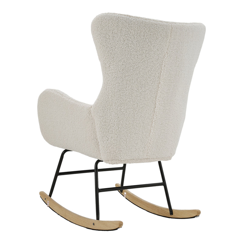 Livingandhome Comfy White Sherpa Rocking Chair with Armrests