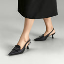 Slingback Pointed Closed Toe Heels Slingback Loafers - Black