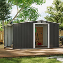 Livingandhome Garden Metal Storage Shed With Log Storage 10x4ft/10x6ft/10x8ft/10x10ft4x8 Ft