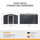 6*8 FT/8*8FT/10*8FT/12*10FT Metal Apex Roof Garden Tool Storage Shed