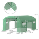 Outsunny Polytunnel Greenhouse with 3 Roll-up Doors, Green