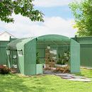 Outsunny Polytunnel Greenhouse with 3 Roll-up Doors, Green