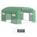 Outsunny Polytunnel Greenhouse with 3 Roll-up Doors, Green