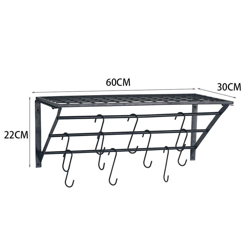 Lifeideas Kitchen Wall Mounted Metal Pot Rack with Hangers
