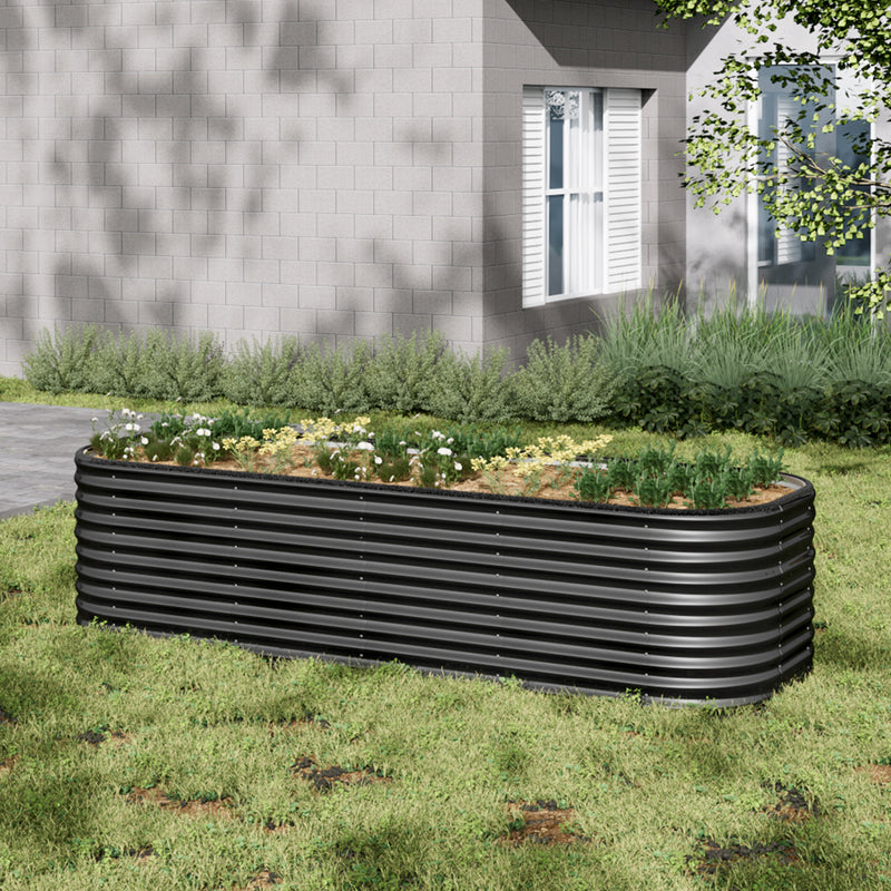 Garden Sanctuary Oval-Shaped Galvanized Steel Raised Garden Bed