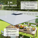 Outsunny Garden Cantilever Parasol, Patio Umbrella w/ Solar LED Lights, Grey