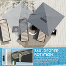 Outsunny Garden Cantilever Parasol, Patio Umbrella w/ Solar LED Lights, Grey