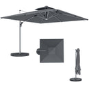Outsunny Garden Cantilever Parasol, Patio Umbrella w/ Solar LED Lights, Grey