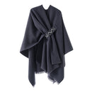 Oversized Plain Shawl Wrap - Navy Blue