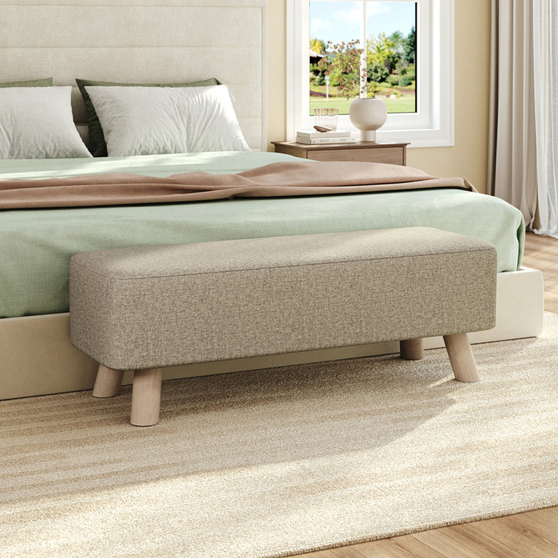 Livingandhome Tofu-style Footstool with Solid Pine Legs