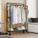 Livingandhome Double Rod Metal Clothes Rack on Wheels