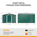 8*8FT/10*8FT Metal Garden Storage Shed with Sliding Door