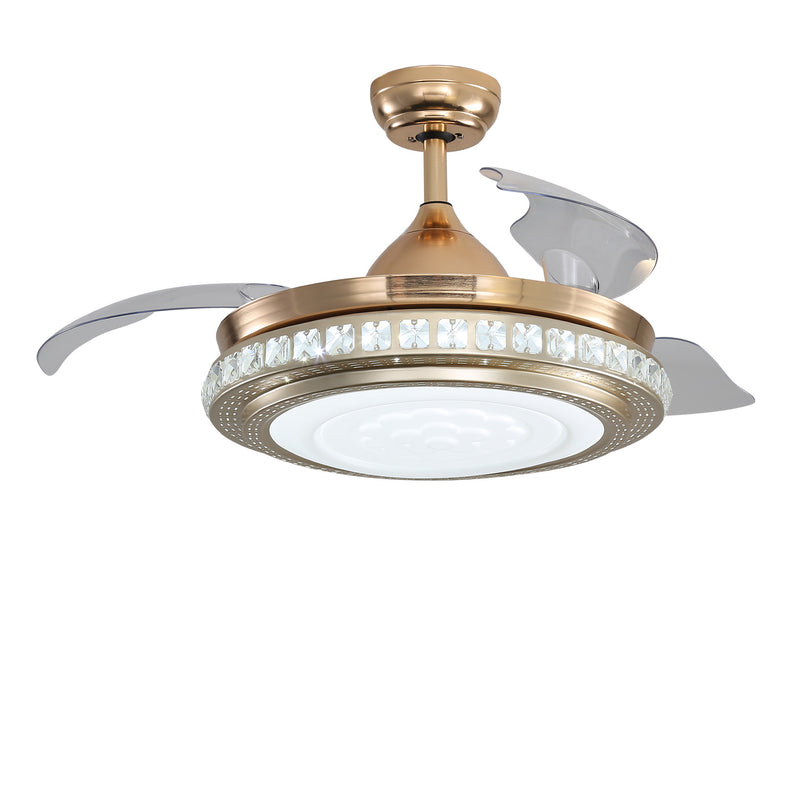 Cottonfy UK Decorative Gold Finish Crystal Ceiling Fan