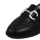 Casual Closed Toe Slip-on Horsebit PU Loafer - Black