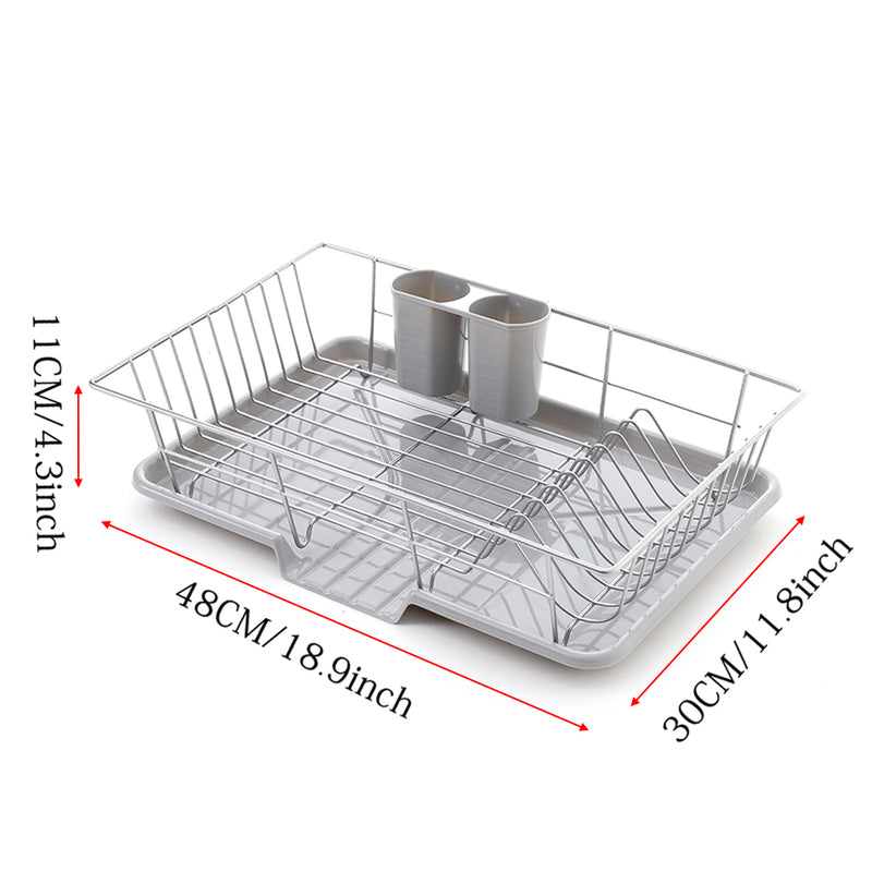 Livingandhome Metal Dish Drying Rack Dish Drainer Rack with a Removable Tray