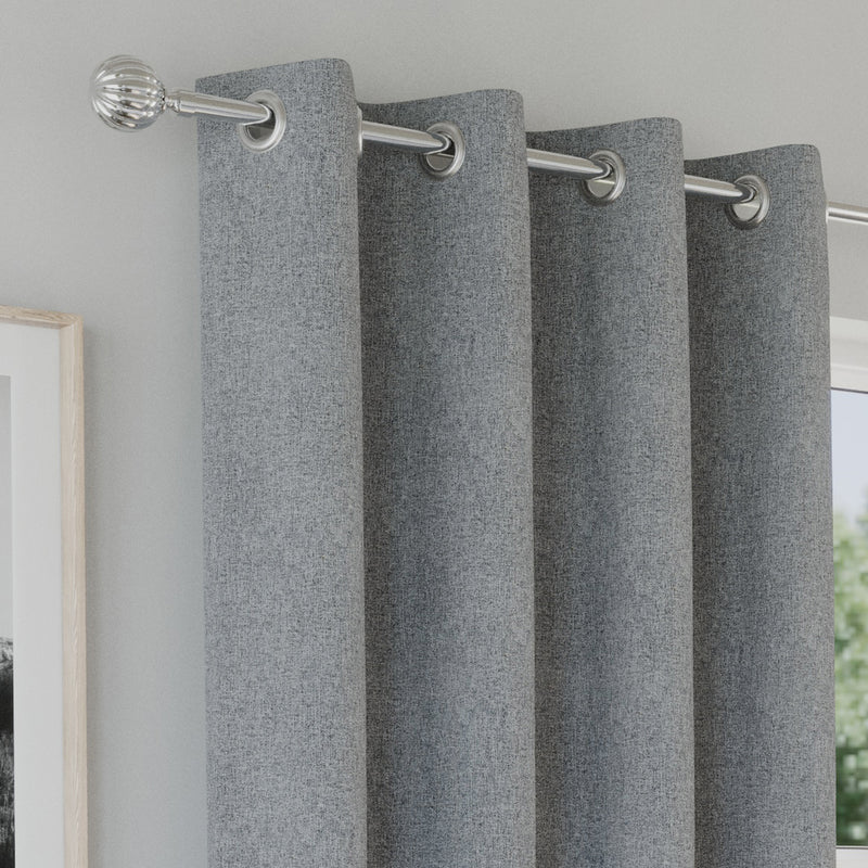 Enhanced Living Austin 100% Blackout, Thermal Grey Curtains with Eyelet Header - Pair