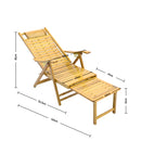 Garden Sanctuary Bamboo Foldable Recliner Lounge Chair with Retractable Footrest