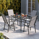 Breeins Outdoor Tempered Glass Coffee Table with 4 Foldable Chairs