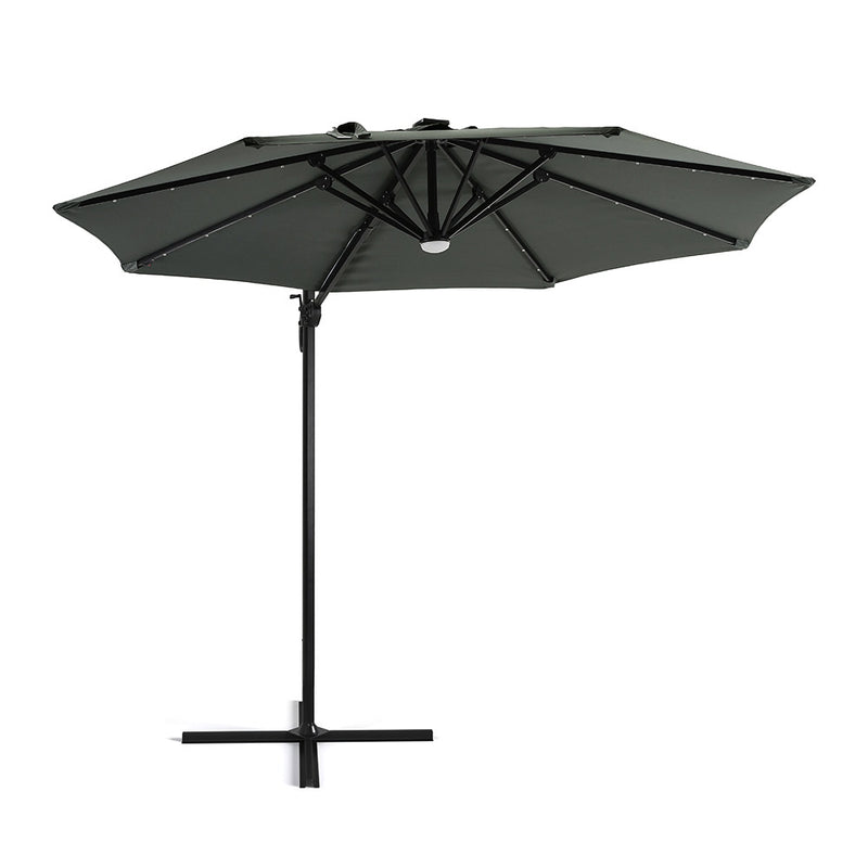 Garden Sanctuary Round Cantilever Parasol With Solar-Powered LED Lights