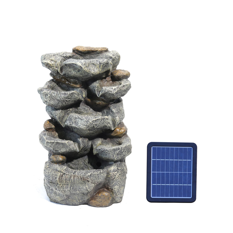 Livingandhome Outdoor Fountain Water Feature Waterfall Solar Powered