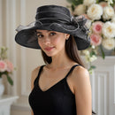 Floral Organza Wide-brim Sun Hat