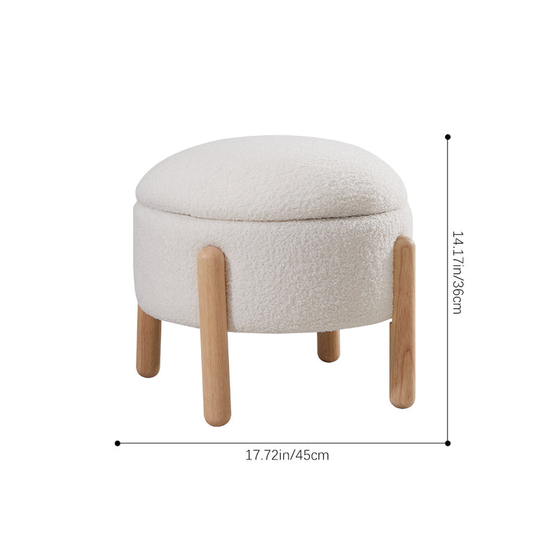 Livingandhome Upholstered Round Storage Ottoman Foot Rest