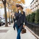 Oversized Plain Shawl Wrap - Navy Blue