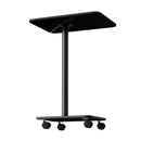 Livingandhome Black Marble C-Shaped Side Table with Wheels