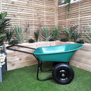 Heavy Duty 2 Wheel Outdoor Pneumatic Plastic Garden Wheelbarrow in Green