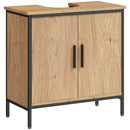 HOMCOM Under Sink Cabinet with Doors for Basin without or with Pedestal Oak
