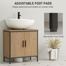 HOMCOM Under Sink Cabinet with Doors for Basin without or with Pedestal Oak