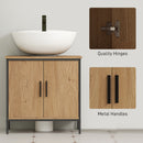 HOMCOM Under Sink Cabinet with Doors for Basin without or with Pedestal Oak