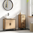 HOMCOM Under Sink Cabinet with Doors for Basin without or with Pedestal Oak