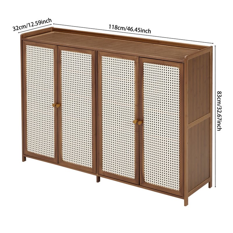 Livingandhome Bamboo Shoe Storage Cabinet with Doors