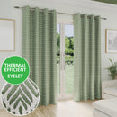 Enhanced Living Aspen Green Chevron Pattern Eyelet Thermal Noise Reducing Room Darkening Curtains - Pair