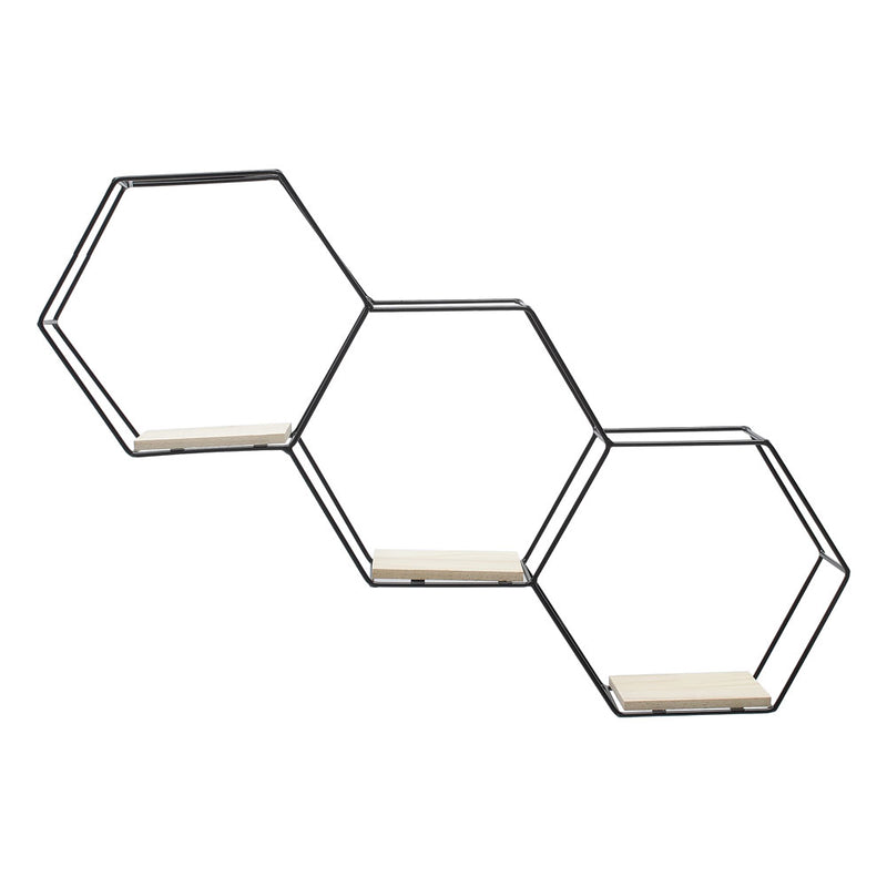 Livingandhome Modern Hexagon Wall Shelf with Iron Frame