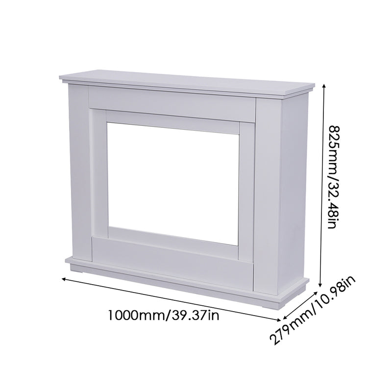 Electric Fireplace with White Wooden Mantel