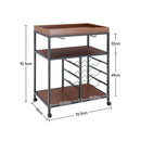 Rustic Bar Wooden Mobile Serving Cart With Wheels