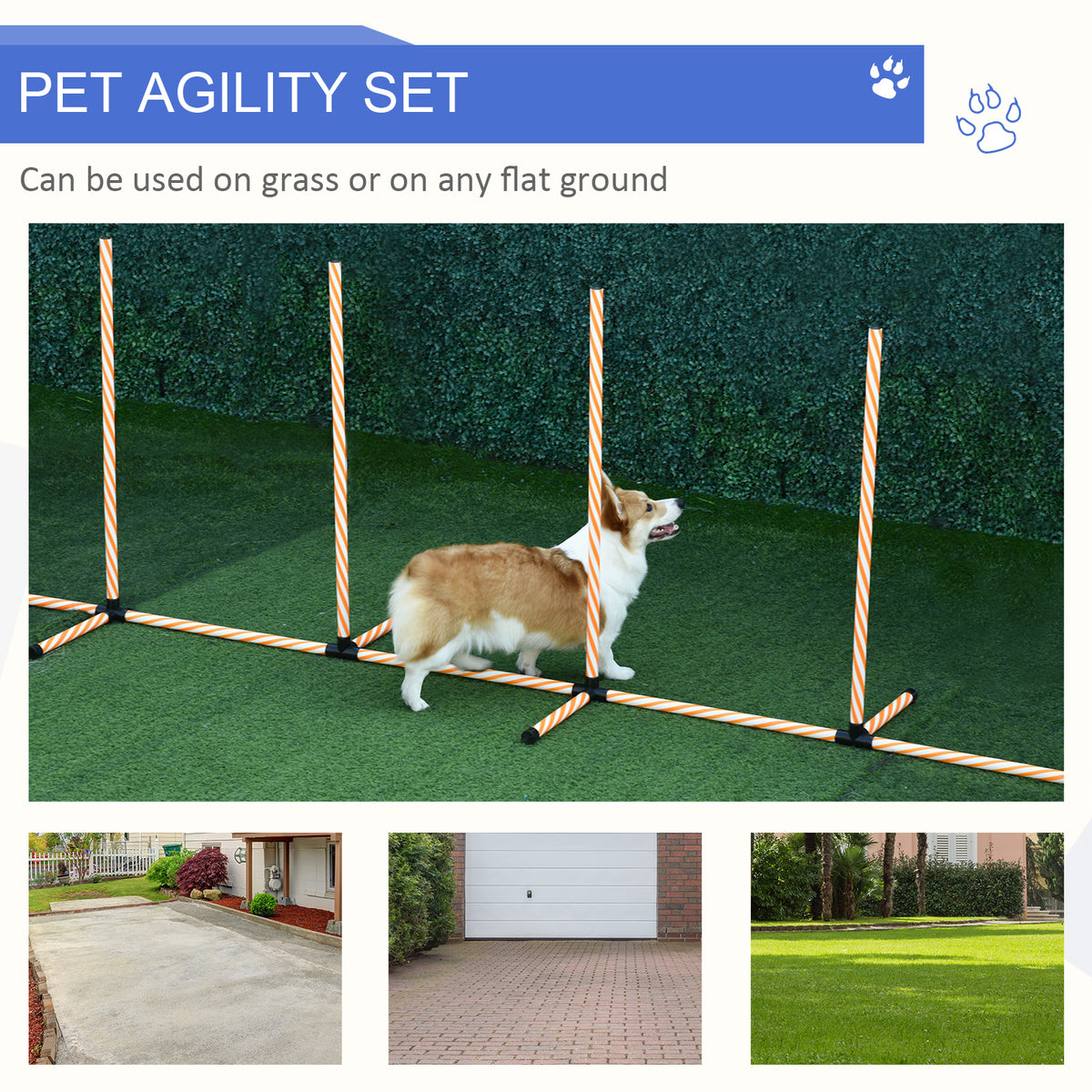 PawHut Dog Agility Weave Poles Training Obstacle Course Set Slalom Equ