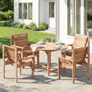 Outsunny Garden Dining Set, Round Table and Chairs w/ Parasol Hole, Natural