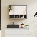 HOMCOM Bathroom Cabinet Wall Mounted Mirror Storage With Shelves Grey