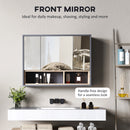 HOMCOM Bathroom Cabinet Wall Mounted Mirror Storage With Shelves Grey
